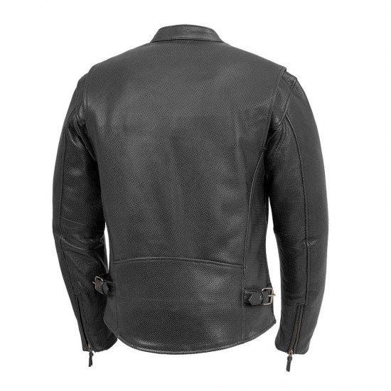 MEN'S MOTORCYCLE PERFORATED LEATHER JACKET