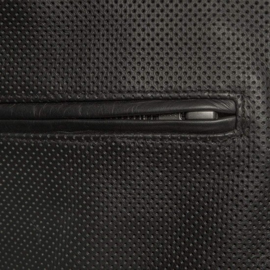 MEN'S MOTORCYCLE PERFORATED LEATHER JACKET