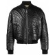 VOGUE TRENDY STRIPE-QUILTED LEATHER BOMBER JACKET