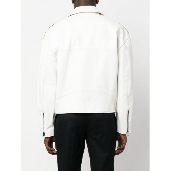 GRAPHIC-PRINT LEATHER JACKET