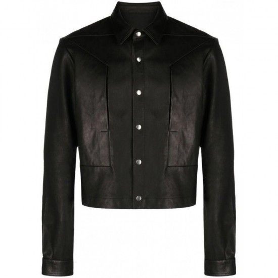 FRONT PRESS-STUD FASTENING LEATHER JACKET