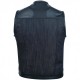 LEATHER AND DENIM COMBO BIKER GILET VEST
