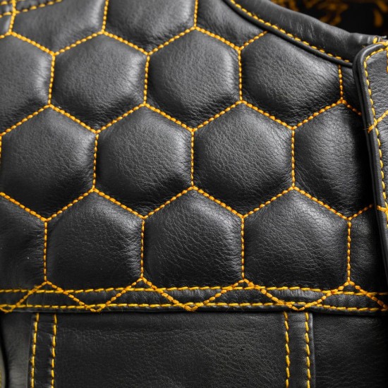 MEN'S CLUB STYLE LEATHER VEST - GOLD