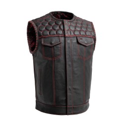 MEN'S CLUB STYLE LEATHER VEST - RED