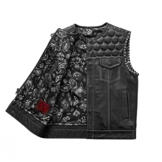 MEN'S CLUB STYLE LEATHER VEST - WHITE