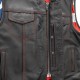 MEN'S LEATHER MOTORCYCLE LEATHER VEST - RED STITCH