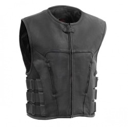 MEN'S LEATHER SWAT STYLE MOTORCYCLE VEST