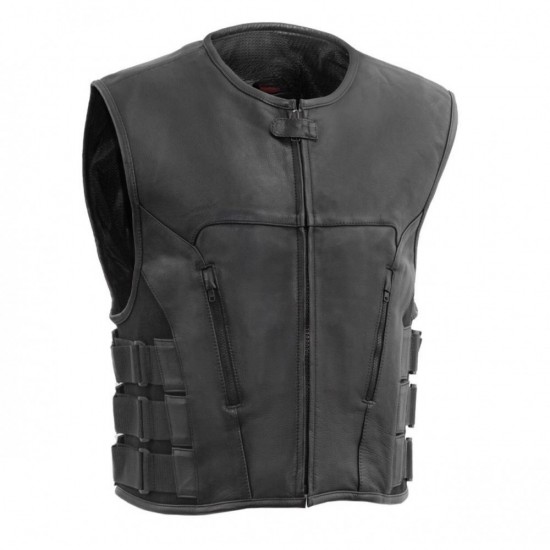 MEN'S LEATHER SWAT STYLE MOTORCYCLE VEST