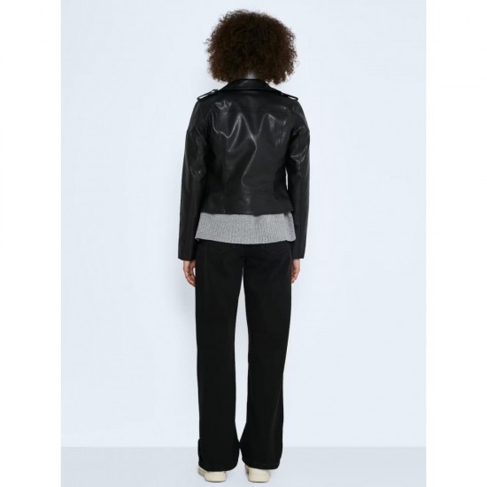 WOMEN'S BLACK TRENDY LEATHER JACKET