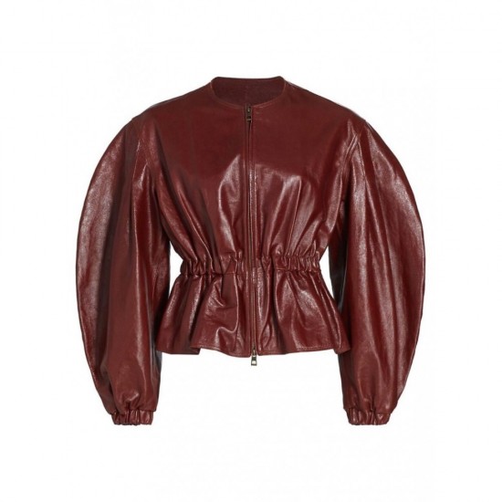 BALLOON-SLEEVE LEATHER JACKET