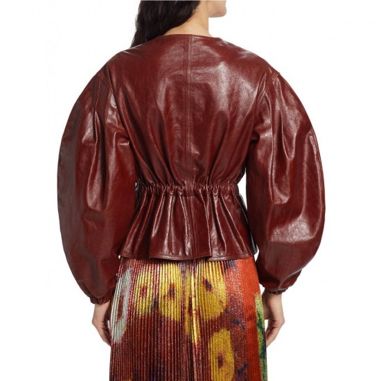 BALLOON-SLEEVE LEATHER JACKET