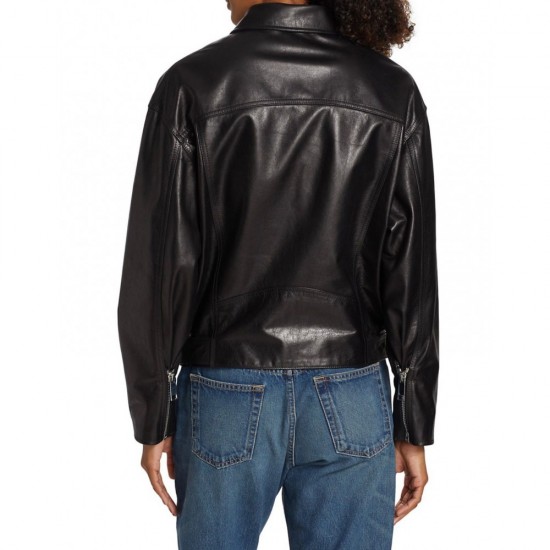 BUFFALO BLACK LEATHER BIKER JACKET