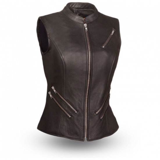 WOMEN'S MOTORCYCLE LEATHER VEST